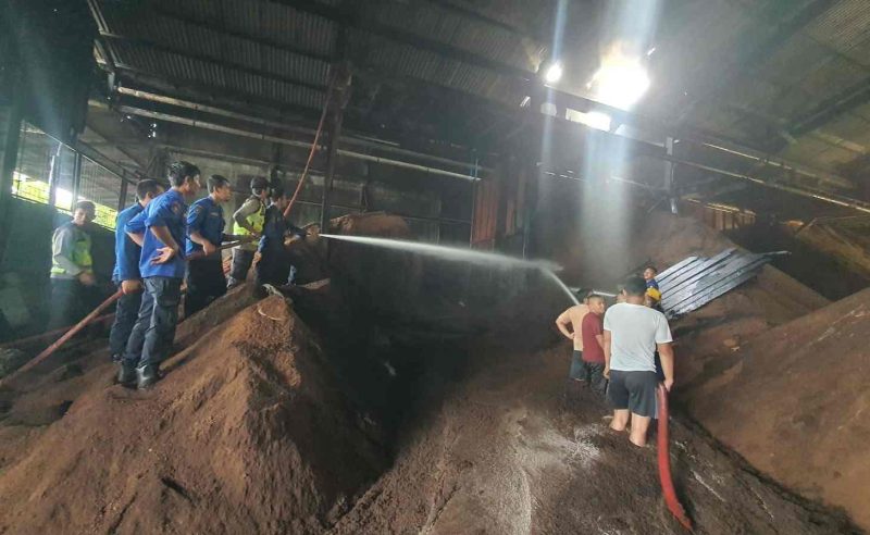 Pemadaman Oleh Tim Gabungan di Pabrik PT. PMA Kuala Tungkal Saat Terjadinya Kebakaran.