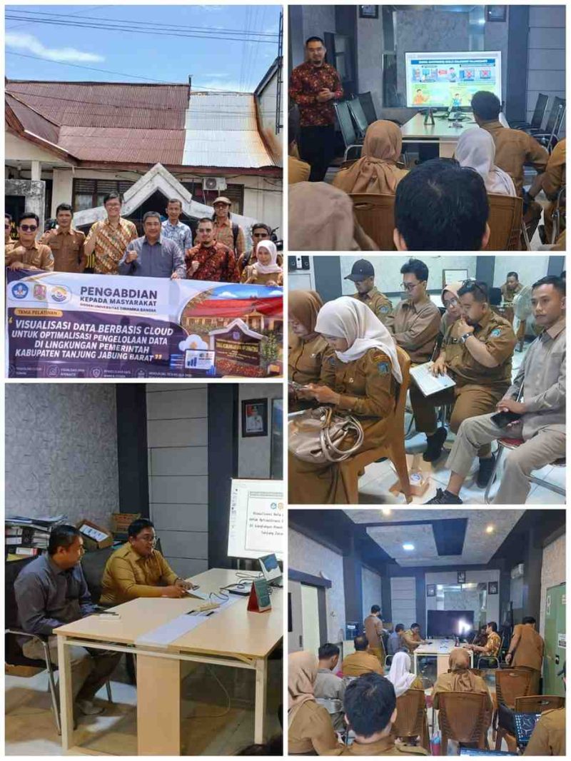 Pelatihan visualisasi data berbasis cloud yang digelar Universitas Dinamika Bangsa bersama Dinas KOMINFO Tanjab Barat, Senin (25/5/2026).